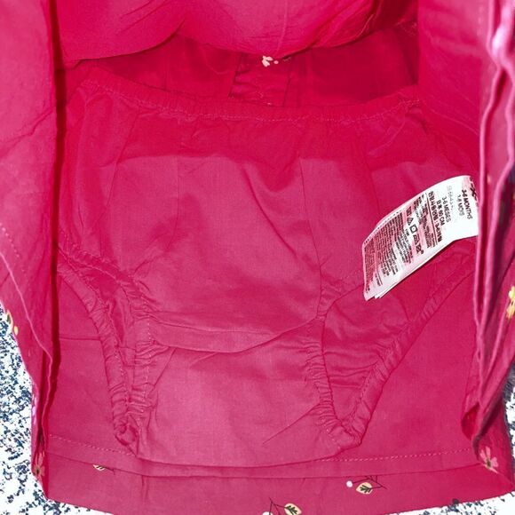 Baby Gap, Tunic Dress with Bloomers Set, Magenta Floral Print, Ruffled Sleeves - Picture 4 of 8
